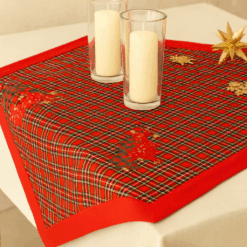 Centrotavola natalizio “Christmas Check” motivo tartan rosso verde