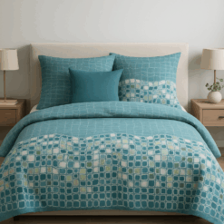 Completo letto Amelie ottanio double face in cotone 100%