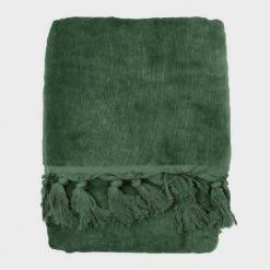 Telo-mare-con-frange-verde-scuro